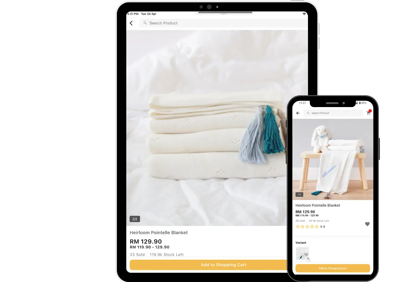 laptop and phone with screenshot of ecommerce page